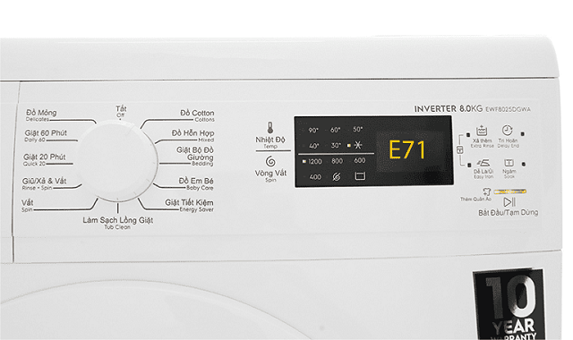 Máy giặt electrolux báo lỗi e71